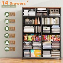 Cómoda de Tela Resistente de 52.2 de Altura con Tapa de Madera y Estructura de Metal, Almacenamiento de Ropa Multiusos y de Gran Capacidad para Dormitorio, Blanca - Óxido marrón - Ver 3