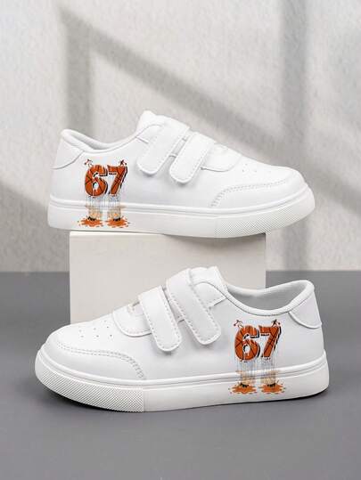 1 Pair Affordable & Fashionable Casual Sports Shoes For Kids, Durable Basketball Sneakers Suitable For Daily Wear, Outdoor Activities, Christmas Gift, Breathable Fabric, Flexible Sole, Children Athletic Shoes, Vacation Present, 2D Flat