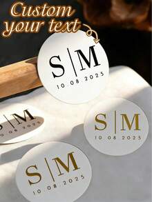 Nhãn dán tên/ngày cưới tùy chỉnh, nhãn dán tròn cá nhân hóa, nhãn dán cưới có thể tùy chỉnh, nhãn dán cảm ơn - Nhiều màu - Xem 1