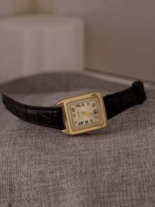 7pcs Black & Gold Contrast Classic Durable Accessories Set - Watch + Bracelet + Necklace + Ring + Earrings, Treasure Trove To Enhance Your Style, Shines In Daily Wear - Black - View 3