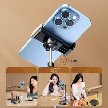 Giá đỡ điện thoại để bàn bằng kim loại hợp kim, 1 chiếc, có thể điều chỉnh, đa khớp, dùng để quay phim từ trên cao, giá đỡ điện thoại bằng kim loại (thích hợp cho phát trực tiếp, học trực tuyến, vlog, v.v.) Quà tặng Ramadan/Eid, Quà tặng Phục sinh, Quà tặng mùa xuân, Quà tặng sinh nhật, Giá đỡ điện thoại thông minh, Giá đỡ sắp xếp điện thoại, Nhiều kiểu dáng. - màu đen - Xem 5