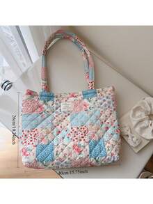 Túi đựng mỹ phẩm, túi vệ sinh cá nhân, túi xách cỡ lớn, túi cho mẹ và bé, phong cách retro nhỏ nhắn, họa tiết hoa, có lớp đệm. - Nhiều màu - Xem 4