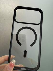 1个简约优雅透明磁吸手机壳，兼容 17 Pro Max、16 Pro Max、新款14、15，超薄防震保护壳，带挂绳，男女通用 - 黑色 - 查看 5