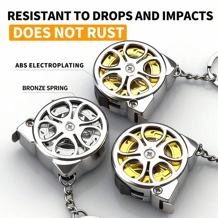 1个迷你镂空钥匙扣卷尺 - 2米钢卷尺，便携式小型卷尺，紧凑型家用钥匙扣卷尺，优雅小型钢尺，公制和英制双刻度，多功能钢卷尺，礼品尺