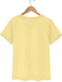 1pcs Fashion Plus Size Women's Clothing,Women's Light Blue Casual Short-Sleeve T-Shirt With "One Day At A Time" Heart Print - Soft Polyester, Round Neck, Machine Washable, Spring/Summer Fashion Essential, Everyday Tshirt |   Round Neck ShirtWomen's T-Shirt - 黃色 - 查看 5