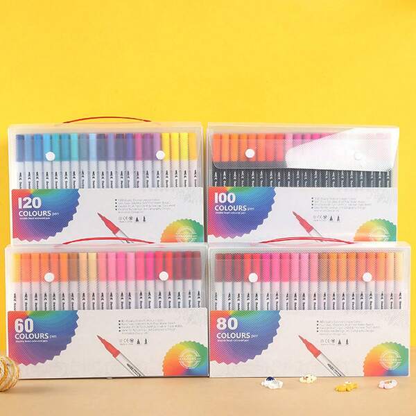 Marcadores de doble cabeza: 12/24/36/48/60/80/100/120 colores