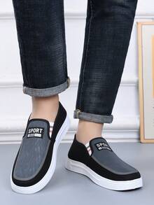 黑色春季新款男士乐福鞋 正式布鞋 一脚蹬透气防滑休闲帆布鞋 - 黑色 - 查看 4