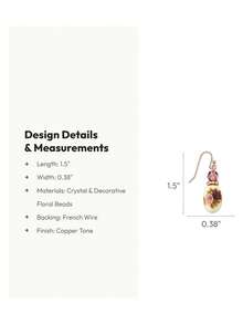 1928 Jewelry Rose Purple Crtal Bead Flower Drop & Dangle Earrings,44294908 - Màu Đỏ Sâu - Xem 5