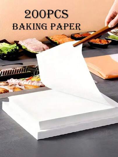 200/50 Stück reines Weiß/Vintage Farbe Backpapier, Küchen Silikonpapier, Kochpapier, Lebensmittelverpackungspapier, Grillpapier, Vielseitig einsetzbar, quadratisch/rund, Material, ölfest, wasserfest, hitzebeständig, mikrowellen-/ofenfest, antihaftbeschichtet, ideal zum Kochen, Essen, Lebensmittelverpackung, Grillpartys, Feiertage, Geburtstage, auch ein perfektes Geschenk für Kochbegeisterte