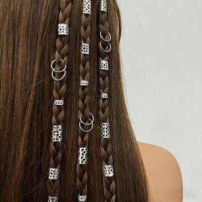 80 Stück goldene Dreadlock Haarringe Set, Flechten Design Kopfschmuck Accessoires, verstellbare Kopfschmuck Haaraccessoires für Frauen und Mädchen mit Zöpfen