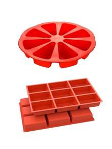Novo Conjunto de 2 Formas de Silicone para Assar: Inclui uma forma de silicone com 9 cavidades triangulares e uma com 8 cavidades triangulares para barras de granola e chocolate, além de uma forma retangular - ideal para assar barras de proteína e energia, trufas, brownies e muito mais (Utensílios de Cozimento) - Visão 11