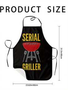 [Durable Design] Adjustable Cooking Apron For Grill - Black With Red Pattern, Suitable For Men And Women, Retro Style, Suitable For Home And Outdoor Cooking, Durable Fabric, Barbecue Apron - 60*80cm - View 1