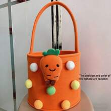 1个毛毡拥抱桶，新生儿杂物玩具糖果零食卡通毛毡袋，婴幼儿手提包 - 彩色 - 查看 7