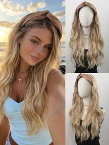 Tóc giả dài xoăn 24 inch bằng sợi tổng hợp, có băng đô tháo rời, chịu nhiệt, phù hợp cho phụ nữ. - Nhiều màu - Xem 11