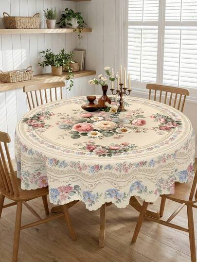 1 Khăn trải bàn in hoa hồng tuyệt đẹp, chất liệu polyester cao cấp, viền lượn sóng, chống bám bẩn, chống thấm nước, có thể giặt, không nhăn, thích hợp cho mọi dịp, lễ hội mùa xuân, Ngày của Mẹ, tiệc chiêu đãi, bữa tối ngày lễ, trang trí nhà cửa, vật dụng không thể thiếu cho bàn ăn và nhà bếp, trang trí nhà cửa, khăn trải bàn, đồ trang trí bàn tiệc cưới, trung tâm bàn tiệc cưới, trang trí phòng, trang trí cổ điển.