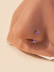 1 Stück modischer Nasenring aus Edelstahl in Herzform mit funkelndem Zirkonia-Stein, geeignet für den täglichen Körperschmuck von Frauen, Geschenk für Freunde (Hinweis: Stift-Durchmesser 1mm) - Verschiedenfarbig - Übersicht 9