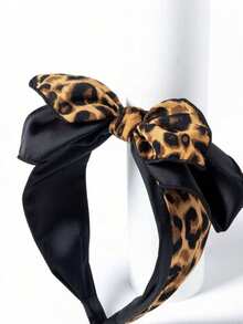 1pc Leopard Print Bow Headband, Suitable For Going Out With Family And Friends - Multicolor - View 1
