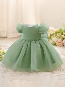 Đầm công chúa tay phồng, nơ to, họa tiết ngôi sao bằng vải lưới dễ thương cho bé gái, thích hợp dự tiệc sinh nhật, đám cưới, tiệc tùng, dã ngoại, kỳ nghỉ. Không bao gồm băng đô cài tóc. - màu xanh lá - Xem 5