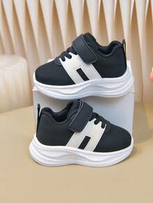 1 par de zapatos infantiles, zapatos de malla negra con suela blanda, zapatillas infantiles con , para primavera y otoño - Negro - Ver 5