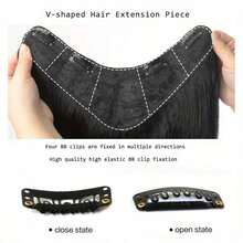 Synthetic Fiber V-Shaped Big Wave Hair Extensions For Caucasian Women, Invisible 4-Clips Hair Extensions, 16/20/24/28 Inches, Black/Brown FMXB - màu đen - Xem 9
