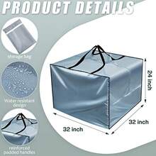 Patelai - 2 bolsas de cojín de 32 x 32 x 24 pulgadas para almacenamiento de patio al aire última intervensión impermeables bolsas de embalaje Oxford para mudanzas con asas de cierre para - Gris - Ver 2