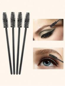 50pcs Disposable Eyelash Brushes, Essential Makeup Tools For Women - Black - View 7