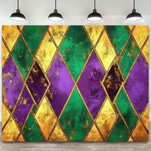 1PC[JIT] Mardi Gras Glitter Photography Backdrop Ideal For Anniversaries Housewarming More Party Banner Background Cloth 59x39 51.18x59 90.5x70.8in - 如圖所示 - 查看 1