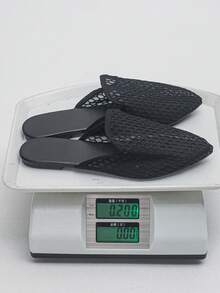 Giày bệt mũi nhọn đế bằng cỡ lớn 35-45 dành cho nữ, màu vàng đồng, kiểu dáng thấp, thích hợp cho hoạt động ngoài trời và hàng ngày, mẫu mới về mùa thu, chất liệu PU mềm mại, kiểu giày lười thời trang đa năng. - Lưới đen-kim cương đen - Xem 10