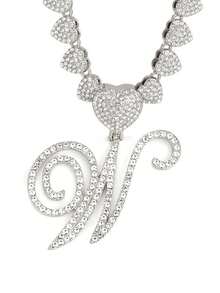 字母吊坠项链 迈阿密链条项链 女士嘻哈镶钻字母吊坠项链 珠宝礼物 - 愛心字母項鍊 - 查看 18