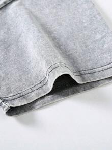 Camisetas nuevas de moda para hombres de primavera y verano. Camiseta de algodón lavado con estampado Alani A, hecha de tela 100% algodón de alta calidad, cardado de aguja fina, relajada y cómoda, adecuada tanto para hombres como para mujeres, ideal para jóvenes amantes del estilo urbano. - Gris - Ver 5