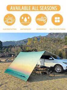 1件装户外加厚防水防晒渐变曼陀罗花卉绿色波西米亚图案户外花园露台遮阳篷沙滩遮阳篷（含绳，不含支架） - 彩色 - 查看 7