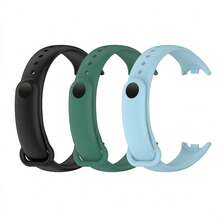 3条装男女通用纯色TPU表带，适用于小米手环3/4/6/5/7/8/9/10，也适用于小米手环7/6/5/4/3，硅胶腕带表带适用于小米手环5/6/7 - 彩色 - 查看 7