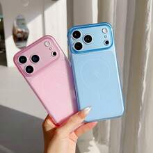 1 ốp lưng điện thoại cửa sổ lớn, bề mặt mờ, tương thích với iPhone 11, 12, 13, 14, 15, 16, 17, thiết kế tối giản và thời trang. - Hồng - Xem 3