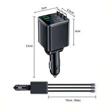Nuokaiqi 7-In-1 Vehicle Charger, 120W Fast Charging With 70cm Extendable Cable, Built-In 180° Adjustable TYPE-C/IOS Interface And 80cm Extendable Cable, Multi-Functional Vehicle Charger - New - View 8
