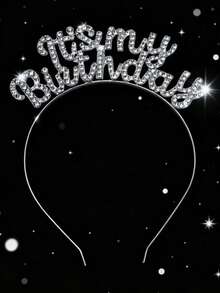 Băng đô cài tóc dự tiệc sinh nhật cho bé gái, đính đá pha lê lấp lánh, thiết kế "Sinh nhật của tôi!", phụ kiện - Phối màu - Xem 7