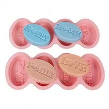 四腔椭圆形字母心形硅胶模具，适用于手工皂和蜡烛制作 - A - 查看 4