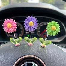 5pcs Sunflower Car Interior Decor, Cute Nodding Dashboard Decoration, Ornament, Shaking Accessory - 1 Set Of 5 - View 4
