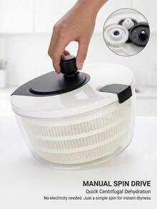 1-Piece Manual Vegetable Dehydrator With Rotating Handle, Durable ABS Material, Perfect For Quickly Preparing Salads And Removing Moisture From Vegetables. No Electricity Required. - One Size Fits All - View 4