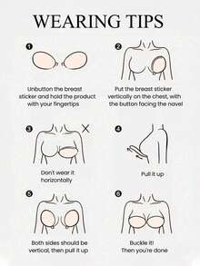 1片/10片装无缝隐形硅胶粘性聚拢文胸，无肩带露背隐形文胸，可重复使用防水乳贴，适合婚礼、礼服、派对装扮和日常穿着，母亲节礼物 - 彩色 - 查看 8