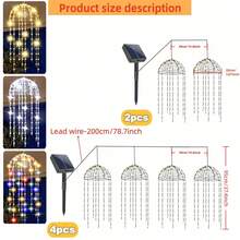 YEYAYU 一套,2/4 件装太阳能户外水母灯,128/256 颗 LED 灯珠,8 种闪烁模式,适用于庭院、遮阳伞、屋檐、花园、树木、帐篷、户外照明、圣诞装饰 - 水母形狀 - 查看 4