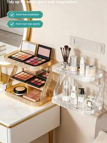 Giá đựng đồ treo tường hai lớp trong suốt, keo dán chắc chắn, dùng để đựng đồ dùng vệ sinh cá nhân trong phòng tắm/gia vị nhà bếp. - Nhiều màu - Xem 9