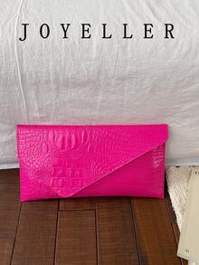Fashion Retro Envelope Bag 2026 New Women's Wallet Casual Phone Bag Simple Large Capacity Handbag Solid Color Alligator Embossed Clutch - Hot Pink - View 4