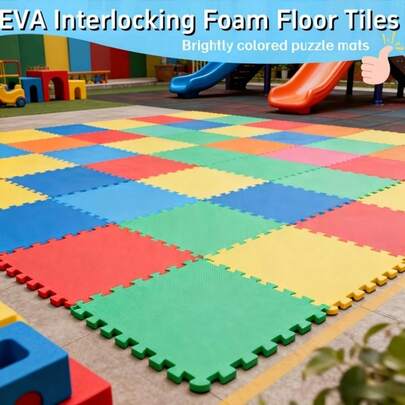 12片/套EVA互锁泡沫运动垫，加厚防滑隔音保护垫，适用于家庭健身房、游戏室、阳台、植物区、宠物区、野餐区、手工室，高密度地板保护垫，万圣节、圣诞节、健身爱好者的理想礼物，拼图地毯