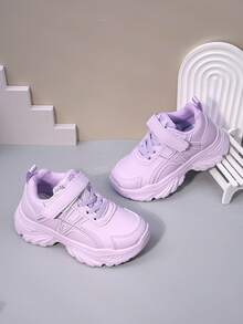 2026春夏新款儿童真皮运动鞋，软底防滑运动鞋，适合幼儿/大童男孩/女孩，魔术贴搭扣，休闲学生鞋 - 紫色 - 查看 4