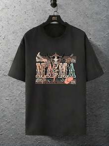 Un regalo para el Día de la Madre: una camiseta de manga corta para mujer. Con un diseño original, este regalo para el Día de la Madre presenta un bonito estampado, es ideal para el uso diario, está confeccionada en un tejido cómodo y se puede lavar a máquina. - Gris Oscuro - Ver 2