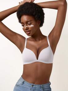 Sujetador inalámbrico push-up para mujer - Soporte cómodo todo el día, ajuste sin costuras - Blanco - Ver 12