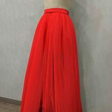 1件新娘可拆卸拖尾多层薄纱开衩黑色弹力腰及地派对长款薄纱裙，115厘米 - 彩色 - 查看 4