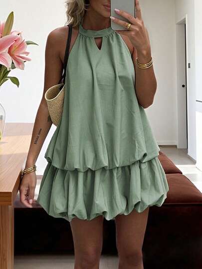 Đầm hai dây hở lưng thoải mái, thanh lịch, thích hợp cho kỳ nghỉ hè, dành cho nữ, kiểu dáng thường ngày, nữ, đầm ngắn, đầm chữ A dự tiệc mùa hè.