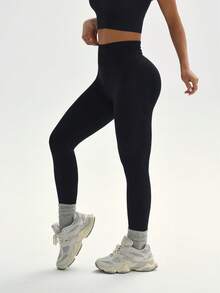 Women's Outdoor Sports Leggings, Multifunctional For Daily Wear, Slim Fit, Butt-Lifting Design, Lightweight & Breathable Moisture-Wicking - Black - View 7