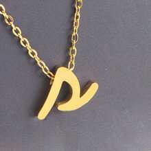 1pc Minimalist Stainless Steel 26 Initial Letter Necklace Pendant, Suitable For Commuting And Daily Wear - Yellow Gold - View 25